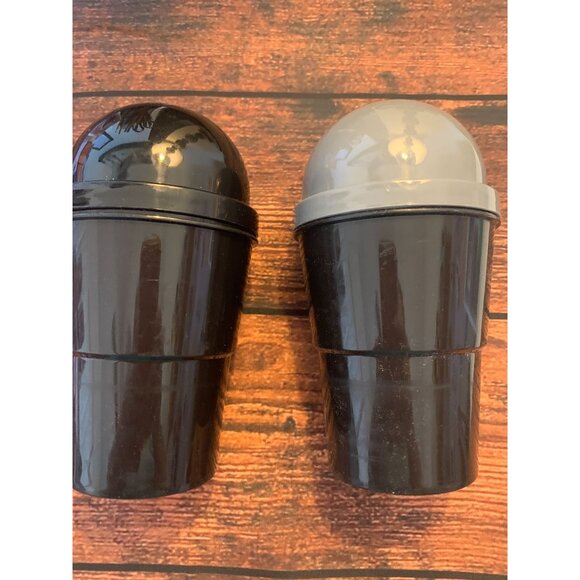 Mini Car Trash Can With Push Lid Black & Gray Plastic Compact Design For Vehicle - Picture 2 of 3